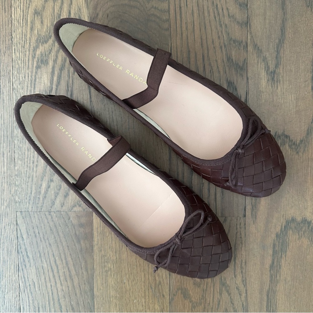 New Loeffler Randall Leonie Woven Soft Ballet Flats in Espresso Brown Size 7.5B - Picture 5 of 8